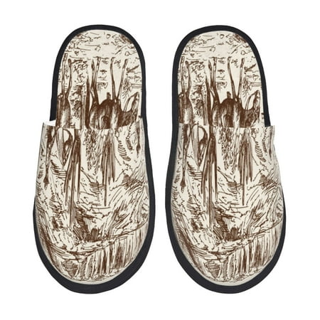 

Sigee Western Desert Cowboys2 for Cozy Furry Slippers Super Soft Indoor and Outdoor Use Non-Slip Sole Slip On House Slippers-Medium