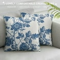 thumbnail image 3 of Fenyluxe Vintage Floral Pillow Covers Navy Blue and Cream Floral Throw Pillow Covers Chinoiserie Flower Pillowcases Farmhouse Cushion Covers for Couch Bed Sofa Chair Home Decor 18x18in, 3 of 5