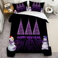 thumbnail image 1 of Home Bedclothes Christmas Snowman Printed Bedding Cover Set Black and Purple Home Textiles,California King(98"x104"), 1 of 5