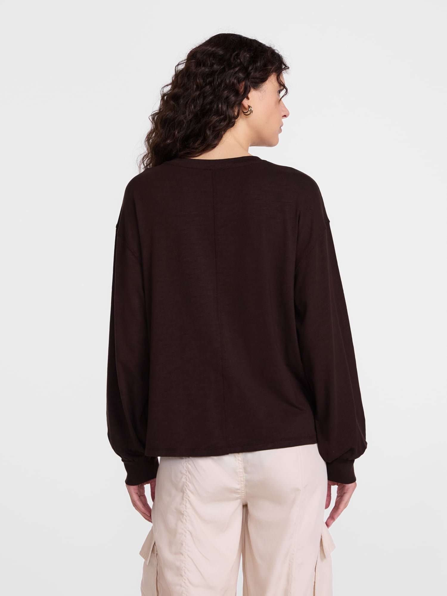 Scenario Women's Oversized Tee with Long Sleeves, Sizes XS-XXXL