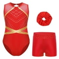 thumbnail image 2 of YUUMIN 3Pcs Kids Girls Sparkly Sleeveless Gymnastics Leotard Unitard Ballet Dance Biketard with Shorts Set Red 12, 2 of 6