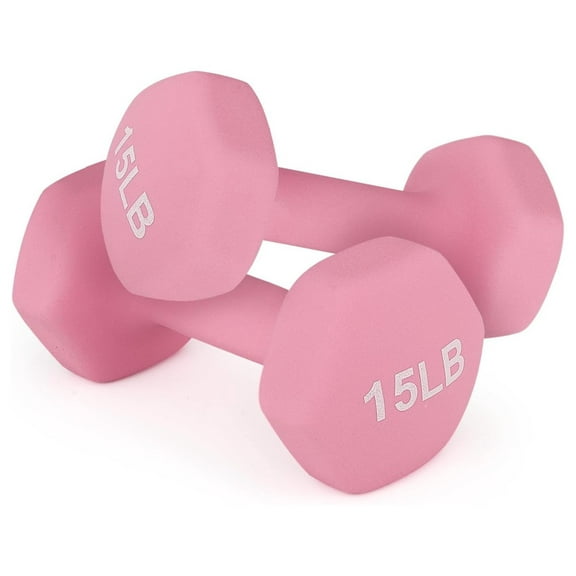 Dumbbells Hand Weights Set, Neoprene Coated Hexagon Workout Dumbbell for Women and Men, 1, 2, 3, 5, 8, 10, 12, 15lbs - Pair