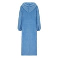 thumbnail image 6 of Long Sleeve Sherpa Fleece Hoodie Dress for Women with Pockets Drawstring Soft Warm Plush Sweatshirt Pajama Dress (Medium, Light Blue), 6 of 6