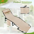 thumbnail image 3 of Vineego Foldable with Sauna, Lounge Coffee Chair 12 Inch High 5-Position Adjustable Patio Lounge Chair Beach Pool Coffee Chair,Biege, 3 of 8
