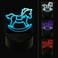thumbnail image 1 of Wooden Rocking Rocker Horse LED Night Light Sign 3D Illusion Desk Nightstand Lamp, 1 of 6