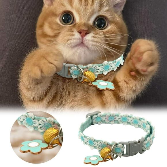 Adjustable Breakaway Cat Collar with Decorative Pendant Safe Comfortable Neck Ring for Small Feline