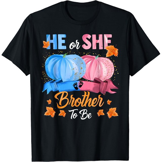 T-Shirt Révélation de Genre Citrouille Il Ou Elle Frère à Tre - comme sur l'Image - m