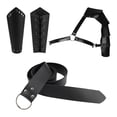 thumbnail image 2 of Accesorios para disfraz de caballero medieval, accesorio diario de cuero sintético para carnaval y Halloween. Cinturón negro, 2 of 8
