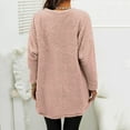 thumbnail image 4 of Lovskoo Fuzzy Fleece Pullover Tops for Women Winter Warm Printed Long Sleeve with Pocket Crewneck Solid Color Warm Top Pink, 4 of 6