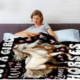 thumbnail image 4 of Just a Girl Who Loves Horses Blanket Gifts for Lovers Girls Women Warm Soft Throw Cozy Blankets for Bed Couch Gift for Birthday Graduation 60"x80" for Adults, 4 of 6