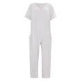 thumbnail image 3 of Women Solid V Neck Casual Comfortable Loose Oversized Pocket Low Grade Jumpsuit Sexy Pants Romper Women plus Long Sexy Jumpsuits Bridal Jumpsuit Pantsuit Juniors Bodysuit for Women Fashion Women, 3 of 3