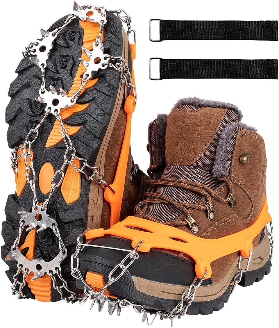 24 Spikes Crampons Ice Cleats Traction Snow Grips for Boots Stainless