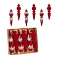 thumbnail image 2 of 6-Piece Flocked Red Finial Drop Christmas Ornaments, Velvet Teardrop Baubles with Rich Plush Texture, Hanging Tree Decor for Warm Holiday Displays, 2 of 7