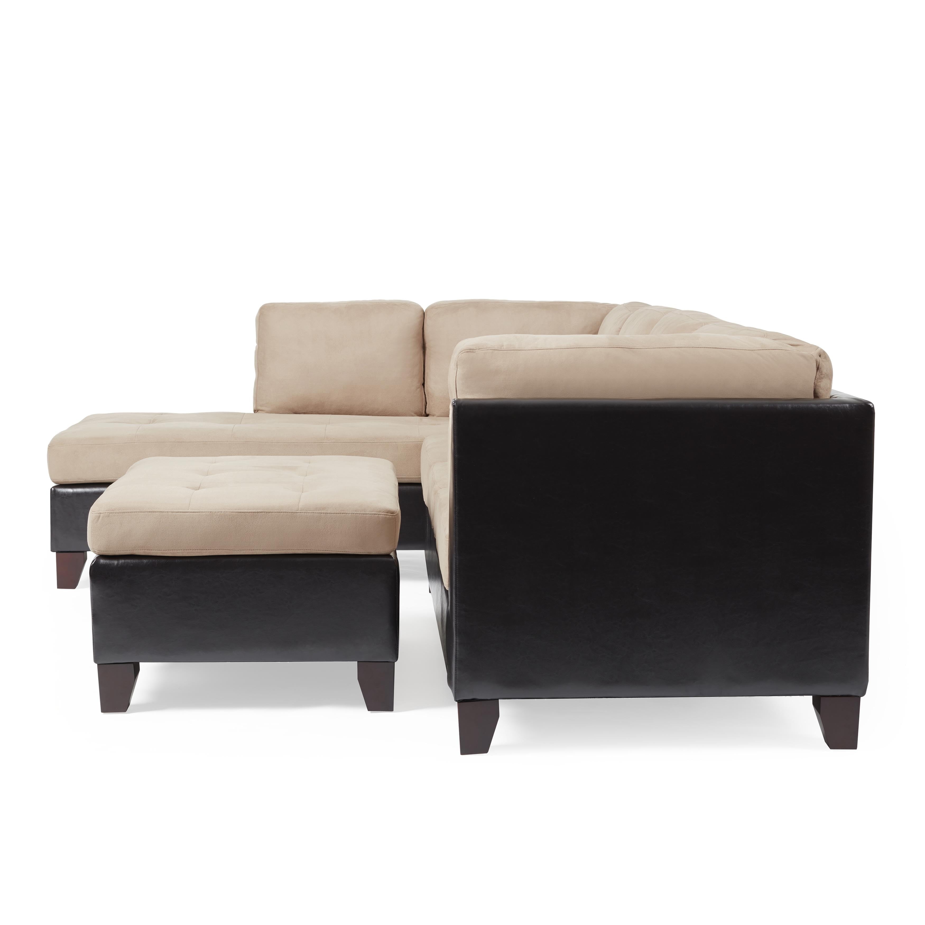 Abbyson Charlotte Beige Sectional Sofa And Ottoman