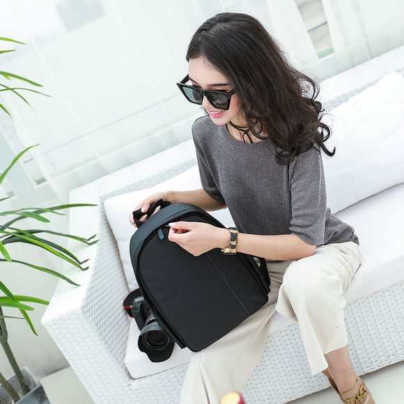 HONITANO 1Pc Durable Nylon Camera Backpack Grey Waterproof Dslr Bag with Tablet and Accessory Storage