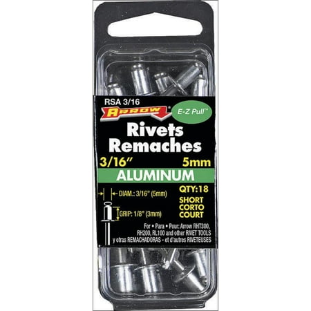 

2PC ARROW Rsa3/16 Pop Rivet Short 1/8 In L Aluminum