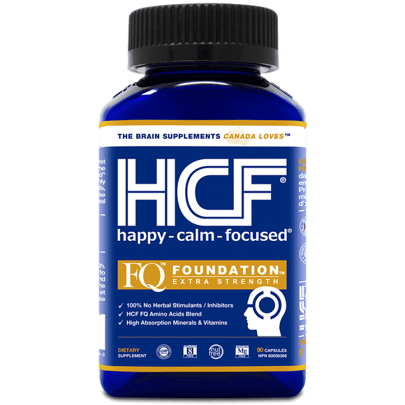 HCF Happy, Calm & Focused - Brain Focus, Attention, Concentration & Mood Supplement (90 Count) - FQ Foundation Amino Acids, Vitamins & Minerals - 100% No Herbal Stimulants - Non-GMO Project Verified