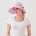 thumbnail image 4 of Skymirror Sun Visor Hat Large Brim Solid Color Pleated Folding Packable Anti-UV Back Bowknot Ribbon Breathable Women Beach Visor Hat for Daily Life, 4 of 8