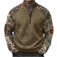 thumbnail image 2 of ZRGHAOYLQ Long Sleeve Camo Shirts for Men Patchwork Quarter Zip Collar Sweatshirt Big and Tall Camouflage Print Shirts Military Tactical Muscle Shirt, 2 of 5