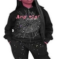 thumbnail image 2 of Spider Web Print Women‘s Zip Hoodies with Long Sleeves and Oversized Fit, 2 of 4