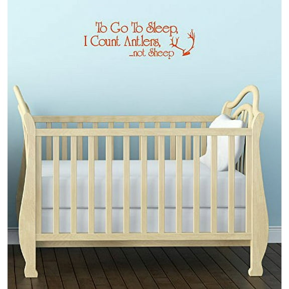 Nursery Décor To Go to Sleep I Count Antlers Wall Decals Vinyl Sticker, 23x8-Inch, Orange