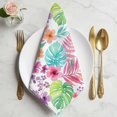 thumbnail image 2 of Cloth Napkins Set of 8 - 20x20 Inches, Pink Flowers Washable Reusable Table Napkins, Green Tropical Summer Botanical Watercolor Soft & Absortbent Dining Napkin for Party Wedding Hotel Restaurant, 2 of 9