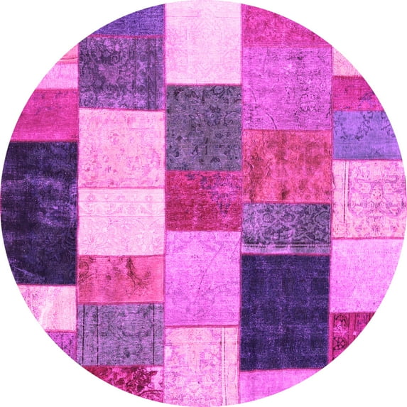 Ahgly Company Indoor Round Patchwork Pink Transitional Area Rugs, 8' Round
