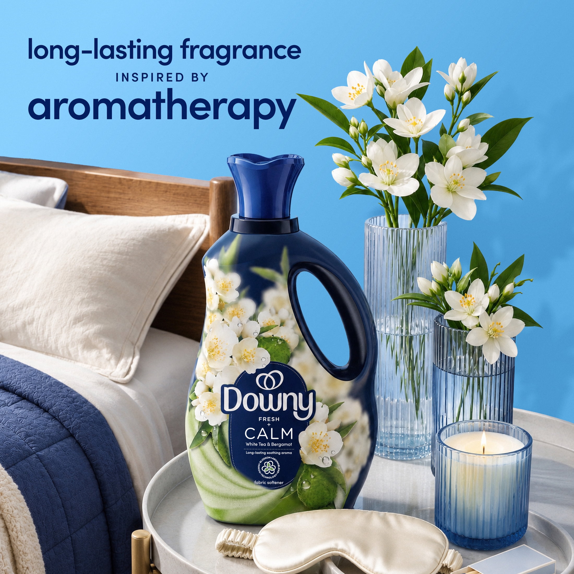 Downy Calm Liquid Fabric Softener, White Tea and Bergamot scent, 26 fl oz, 39 Loads