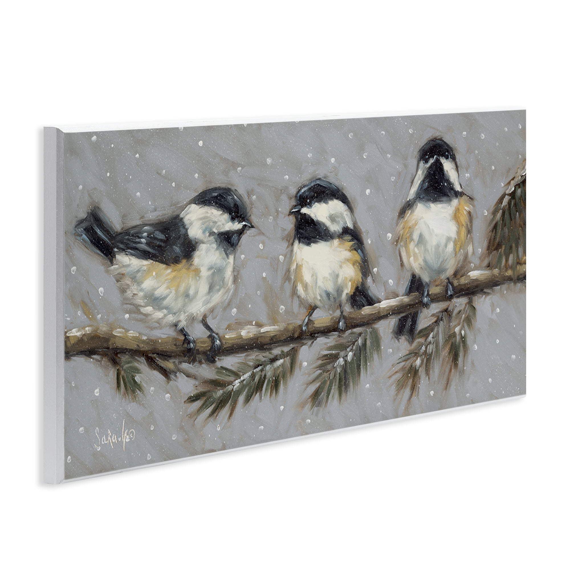 Stupell Industries Winter Bird Trio Animals & Insects Painting Unframed Art Print Wall Art, 17 x 7