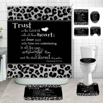 4PCS Brown Leopard Print Shower Curtain Set, Panthera Cheetah Print African Wild Safari Animal Skin Women Girls Bathroom Decor, Waterproof Fabric Shower Curtain Non-slip Bath Mat Toilet Rug