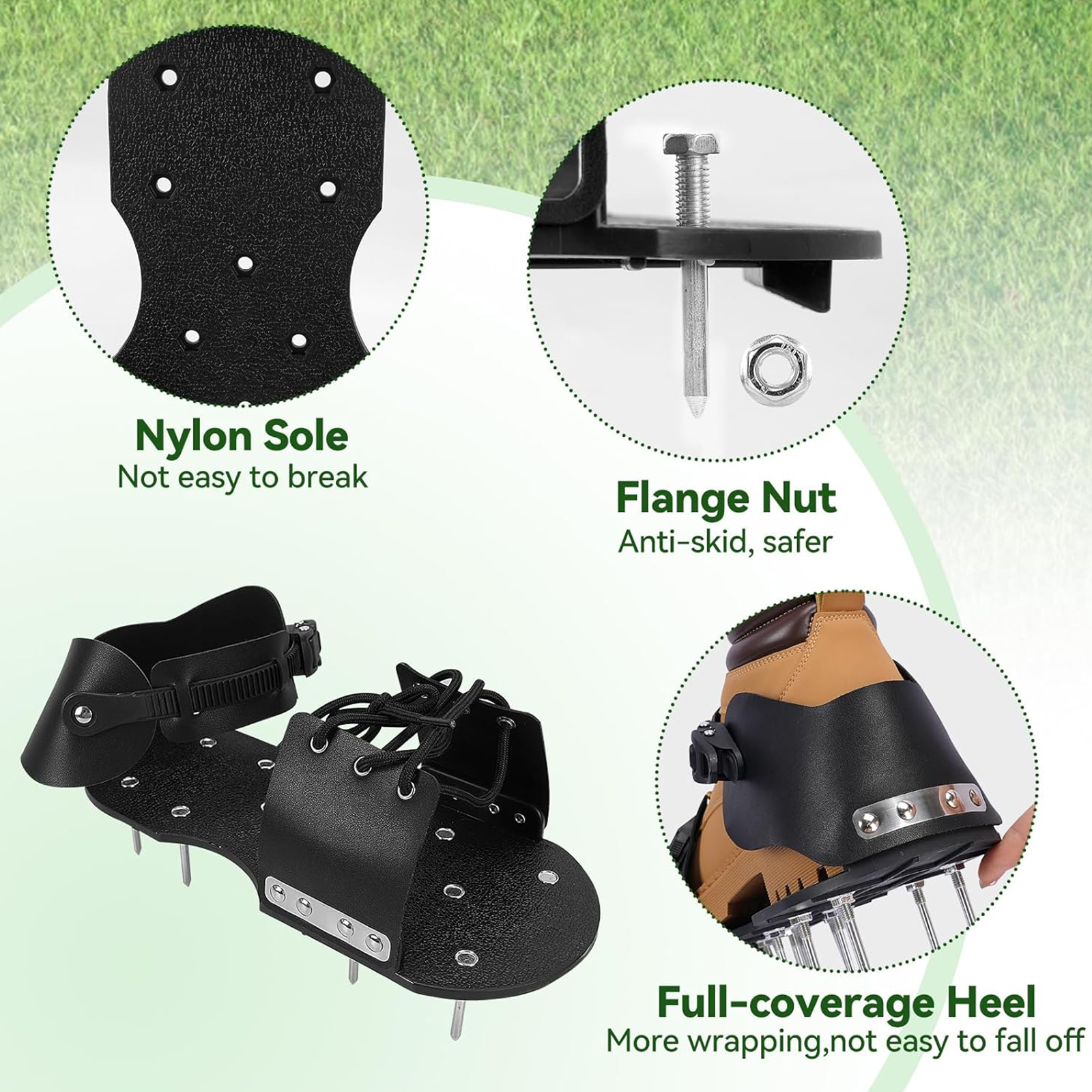 2 in 1 Aerator Shoes For Lawns And Epoxy Floors Steel Spikes Penetrate Hard Soil Easy Use