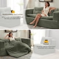 thumbnail image 5 of QuzyAor 80" Foldable Sleeper Sofa Chaise Lounge, Corduroy Floor Couch w/ Blanket & 3 Pillows, No Assembly Required, Green for Living Room, 5 of 10