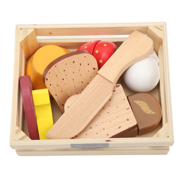 Wooden Play Food, Play Food Sets Builds Perceptual Skills Introduces Nutritional Basics Cutting Fruit Vegetables Interesting Slippy For Home