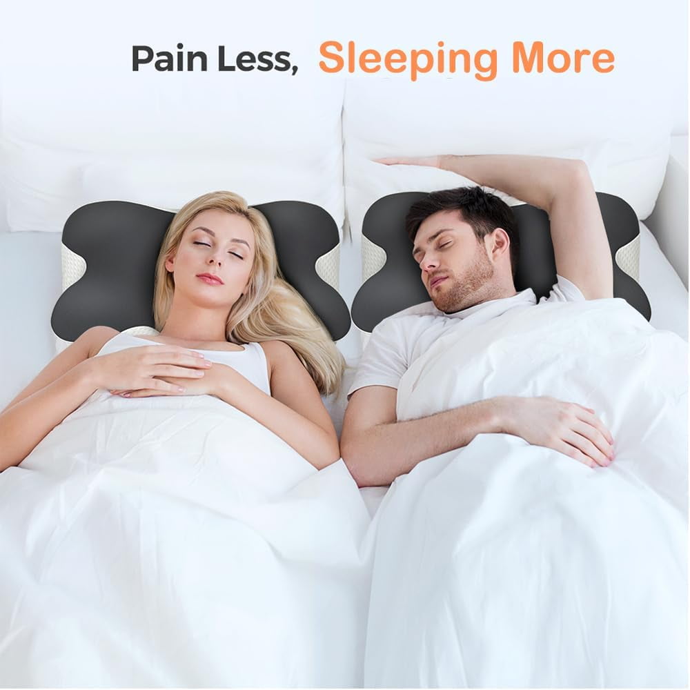 Cervical Neck Pillow for Neck Pain Relief,Contour Memory Foam Neck Support Pillow for Sleeping,Ergonomic Side Sleeper Pillow,Bed Pillows for Shoulder Pain for Back and Stomach Sleepers