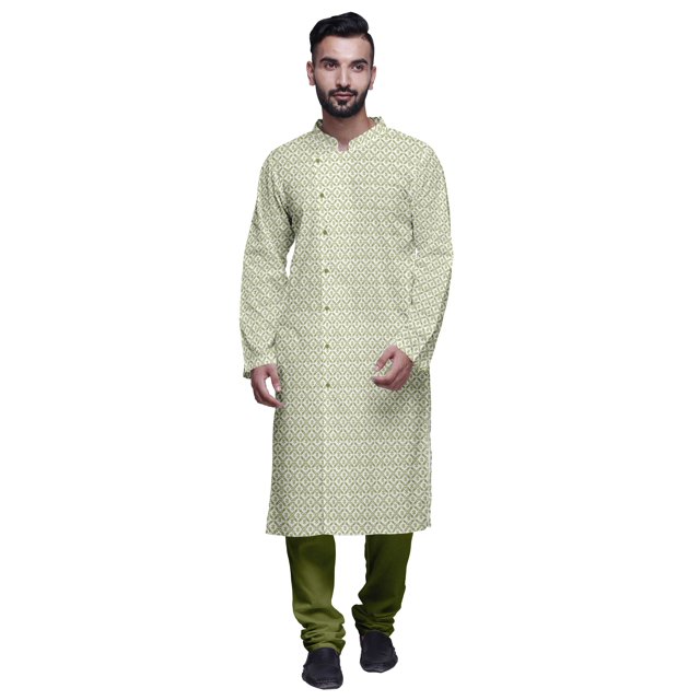 Atasi Kurta Pyjama de Designer pour Hommes Imprimé Style Angrakha Vêtements d'Été Décontractés