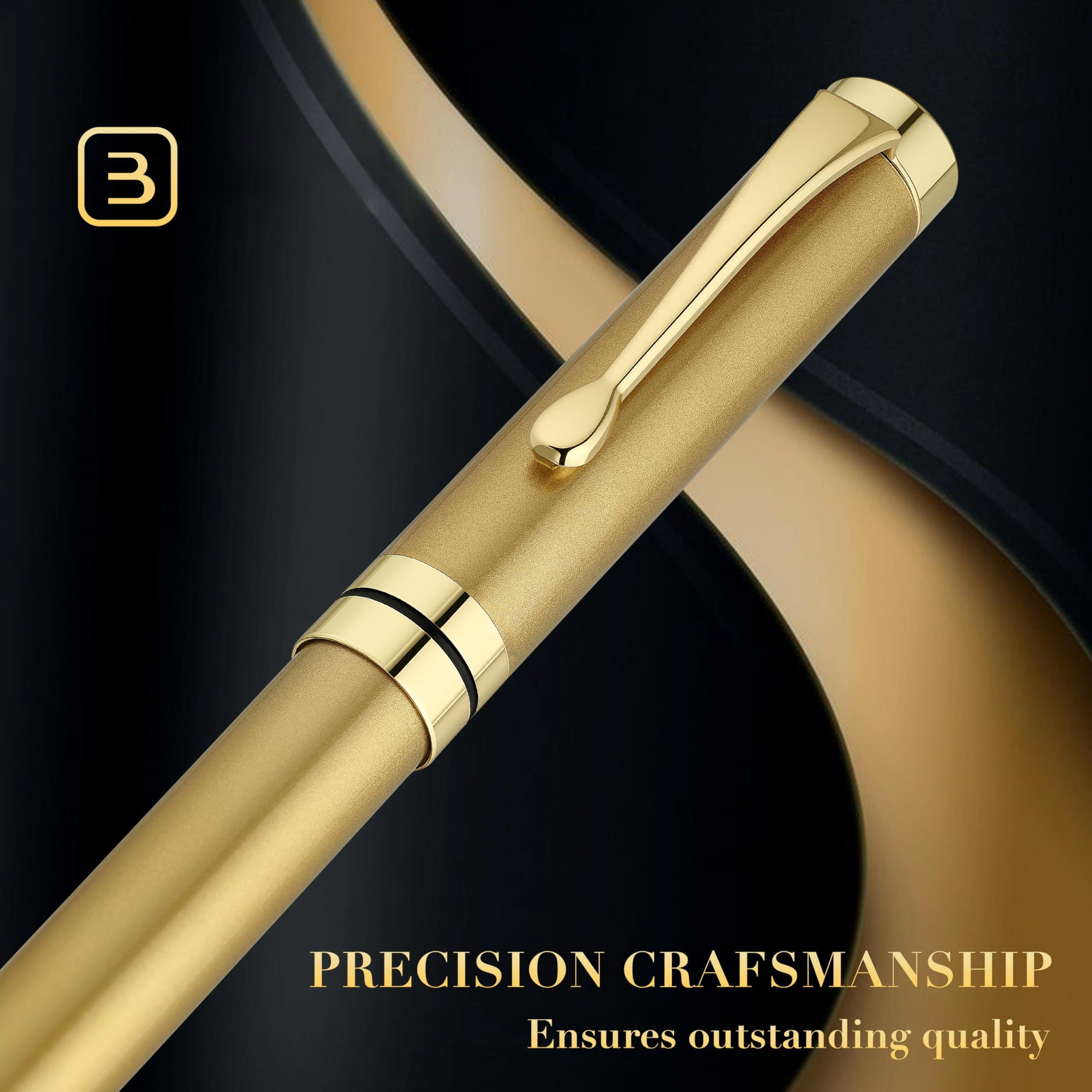 Ballpoint Pens  Stainless Steel With Chrome Trim Luxury Golden Metal Pen Set Ball Gift For Men & Women Professional Executive Office Fancy Pens-nice Box Extra Refill