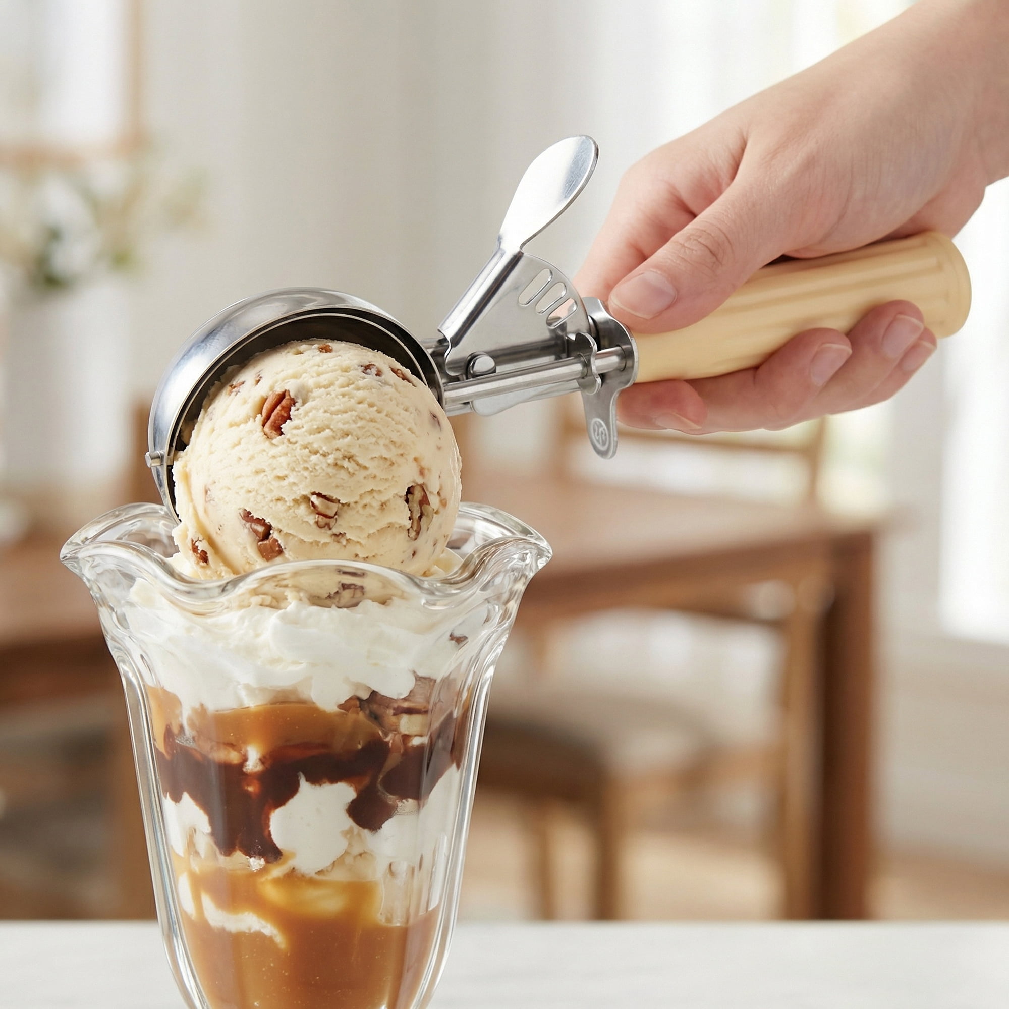 Unique Bargains Stainless Steel Ice Cream Scoop Beige 8.8in