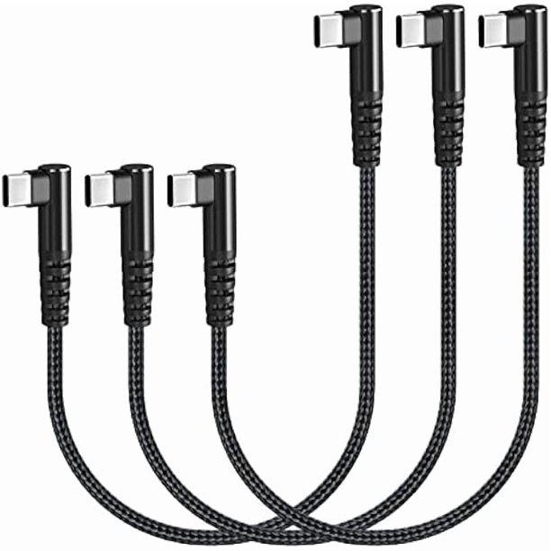 wonima44 USB C to USB C Cable 100W 1ft 3 Pack 90 Degree Type C Cable Nylon Braided Right Angle USBC Fast Charging Cable Compatible with MacBook Pro 2021, iPad Pro 2021, Samsung, Pixel, LG