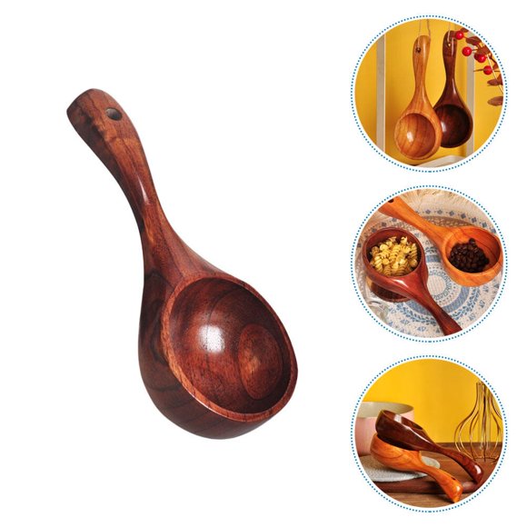 LEEYNEERPortable Rice Soup Scoop Wooden Water Ladle Useful Kitchen Gadget for Home