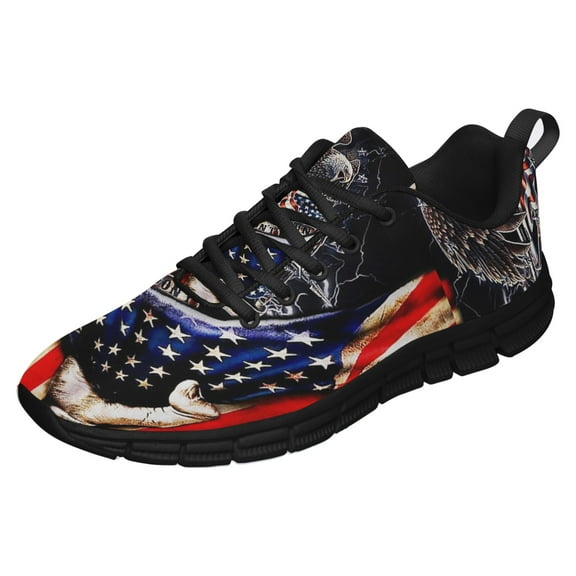 American Flag Eagle Running Shoes Sneakers Mesh Black Size 3.5