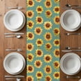 thumbnail image 6 of Turquoise Sunflowers Fall Table Runner - 72 Inch Long, Kitchen Dining Table Runner Dresser Scarves, Thanksgiving Botanical Floral Farmhouse Decor for Coffee Tables Wedding Party Banquet, 6 of 8