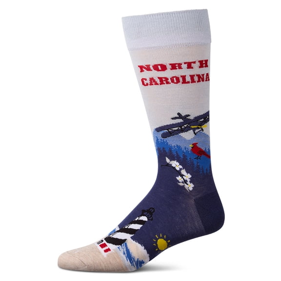 MeMoi Men's North Carolina-Themed Rayon-Blend Novelty Crew Sock - Mens - Male, 10-13, Light Blue