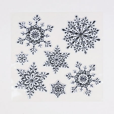 Snowflake Decal - 3-D Pop-Up Silver Christmas Snowflake Holiday Sticker Set / Room Decals (7-PACK)