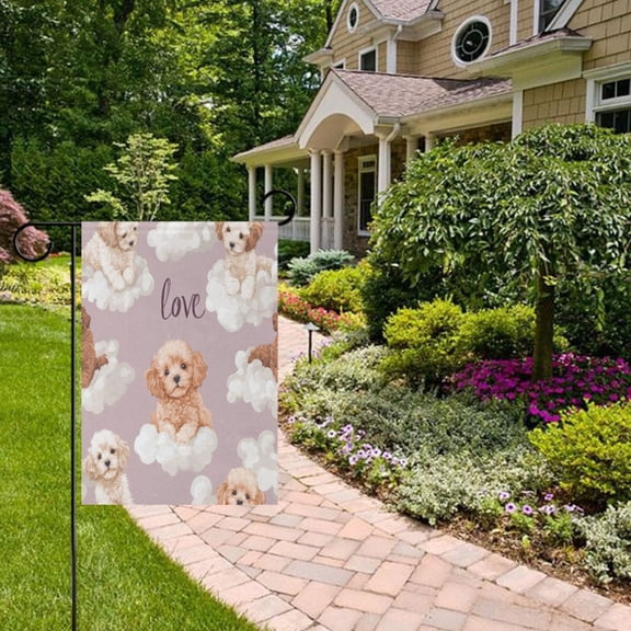 Lovely Puppy Dogs Garden Flag Double Sided 12 x 18 Inch Outside Yard Decoration Outdoor Flag