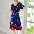 thumbnail image 2 of Classy Mother Of Groom Dress, American Flag T Shirt Long Dresses Casual Cotton 4Th July Patriotic Short Sleeve Round Neck Pocket Dress Strapless Lace For Women Dresses Cocktail (L, Dark Blue) ZMTing, 2 of 5