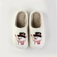 thumbnail image 3 of Christmas Fuzzy Slippers for Women Men Funny Print Matching House Shoes Furry Lined Winter Warm Anti-Slip Bedroom Slides Black 7.5, 3 of 5