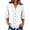 White, variant on Womens Casual Solid Color Shirts Split Notch V Neck Front Buttons Three Quarter Sleeves Sheer Chiffon Trim Hem Polyester Everyday Blouses Spring Summer Tops Brown XXL