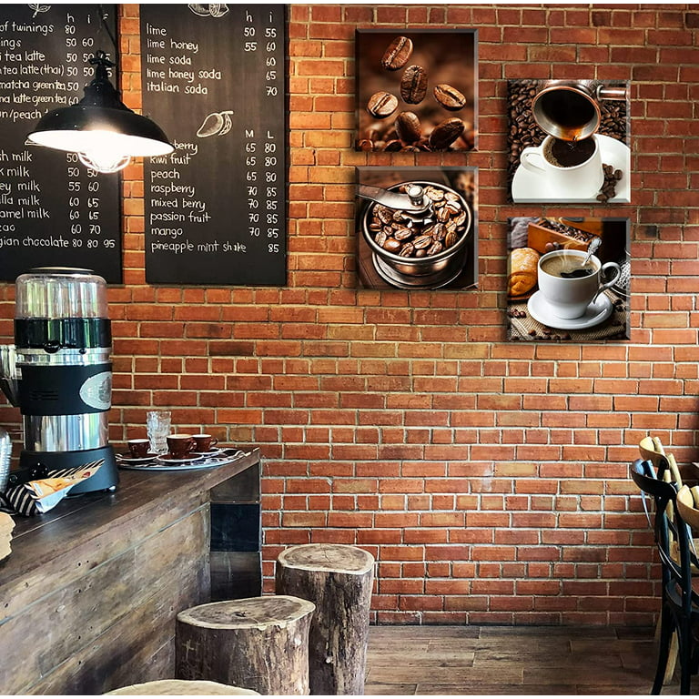 7 Pieces Coffee Bar Sign Hanging Wall Art, Coffee Sign Coffee and Bar Wall  Decor with Coffee Beans and Cups Sign for Cafe Kitchen Restaurant (Coffee