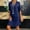 Dark Blue, variant on Fashion Women Plus Size Cotton Linen Turn Down Collar Loose Shirt Dress