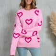 thumbnail image 1 of Suéter de cuello redondo para mujer, moda informal para San Valentín, suéter de punto de talla grande, tops acrílicos para mujer, 1 of 9